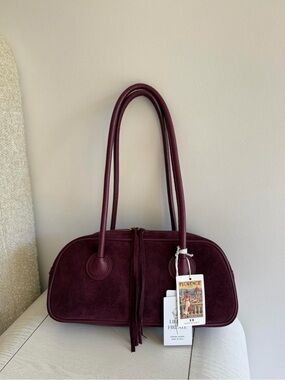 Women’s Burgundy Suede Shoulder Bag - Unbranded